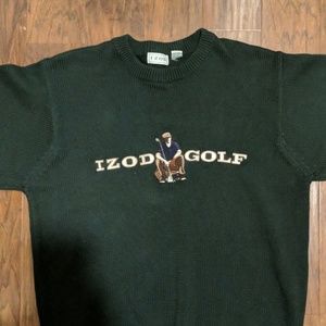 RARE 90s Large Green Izod Golfer sweater VTG